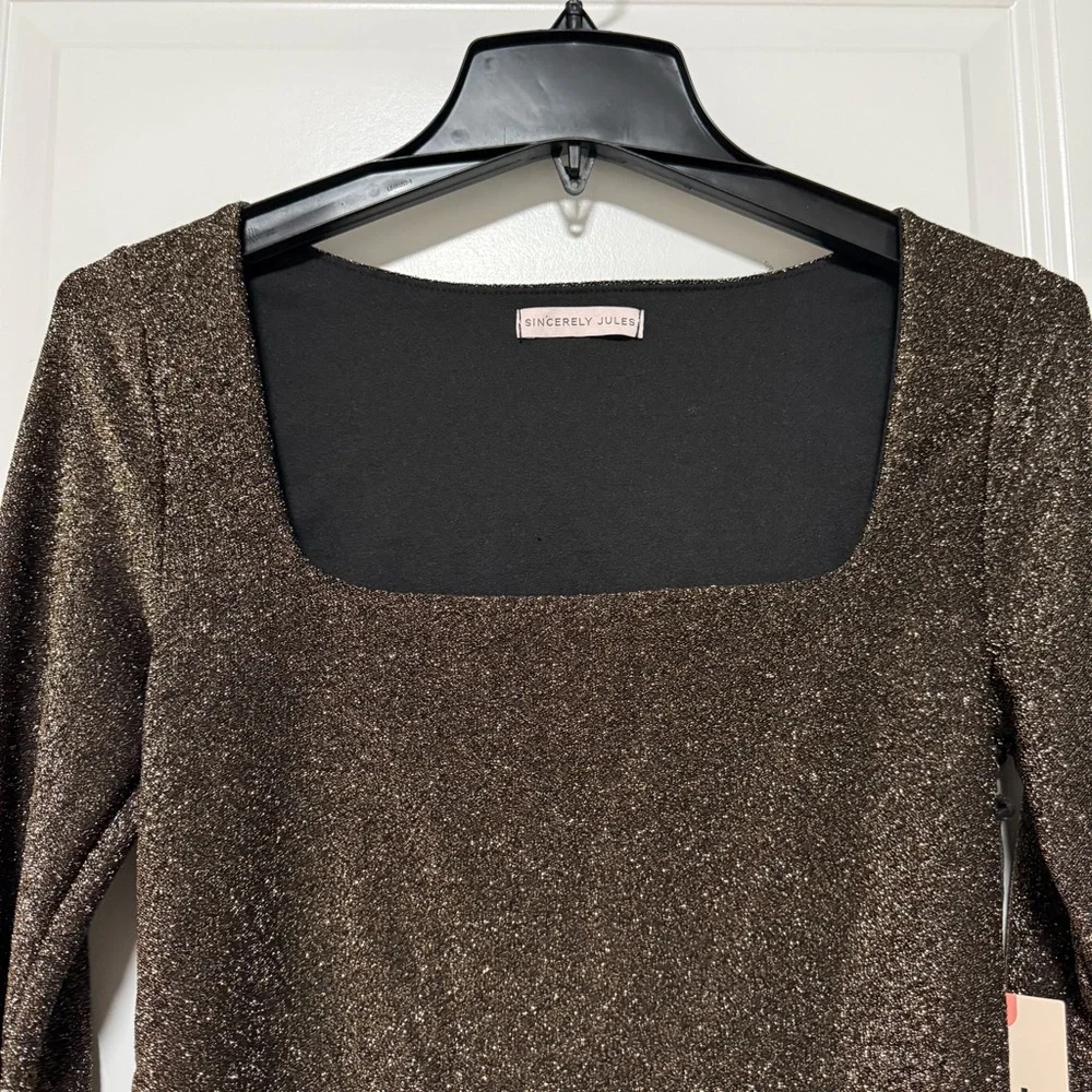 Sincerely Jules Top Shimmering Long Sleeve Blouse Medium NWT - Picture 7 of 7